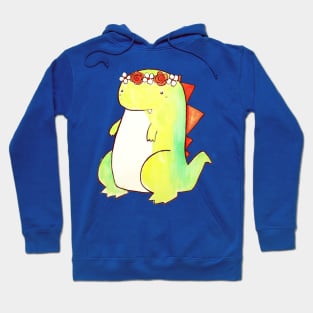 Flower Crown Watercolor Dino Hoodie